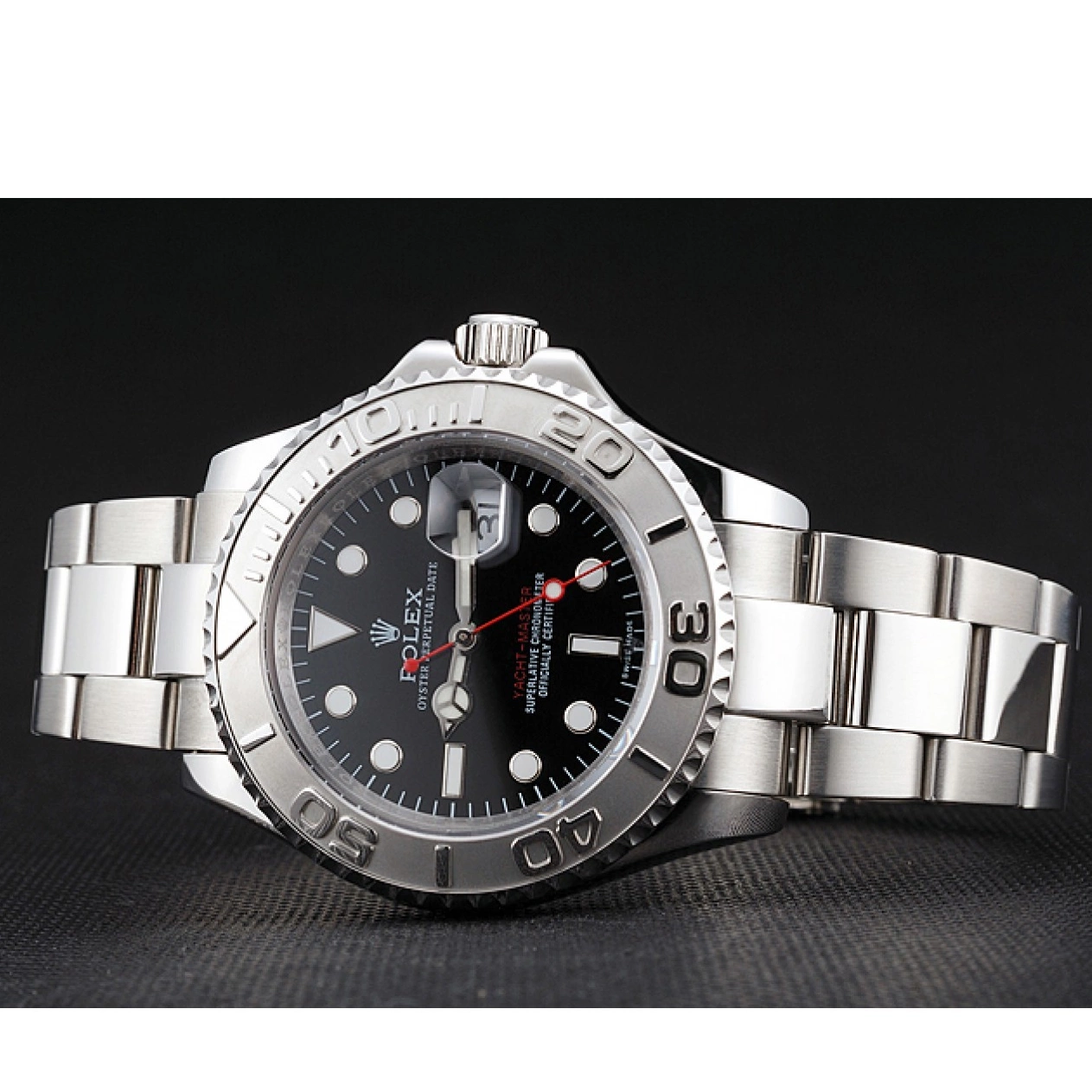 Aaa fake watches And Yacht-Master Case Black Bracelet Steel Dial Swiss Stainless Rolex 0629